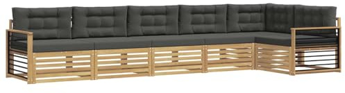 vidaXL Outdoor-Sofagarnitur 6 pcs Weiß und Anthrazit Polyester, Patio-Sofa, langlebige Gartensitzmöbel, modernes Lounge-Set für Komfort im Freien