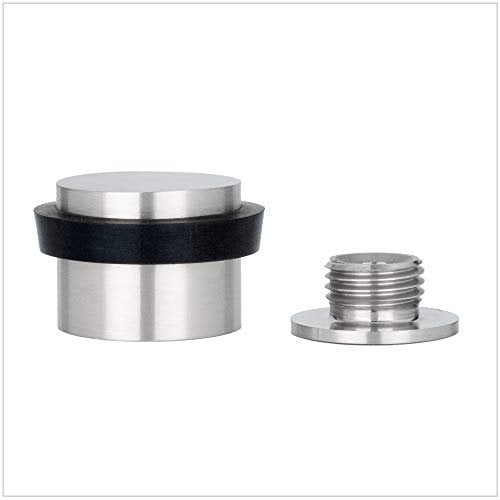 EVI Herrajes | Fermaporta | 24 x 20 mm | Base filettata | Gomma Nera | Acciaio Inox | Finitura Opaca | Compresi utensile, vite + tassello di fissaggio | Mod. I-199/24-CBAM