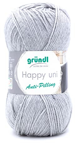 Gründl Happy uni 100% Polyacryl 1 x 100 g, Kieselgrau | (Strick- und Häkelgarn mit wollartigem Charakter aus Anti-Pilling, 100 g / 250 m, Nadelstärke: 4 - 5, 100 g)