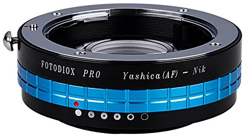Fotodiox Pro, adattatore per obiettivi Yashica 230 AF (YAF, Y230AF) per Nikon SLR/DSLR con aperture e manopola e elementi in vetro per la correzione di messa a fuoco, compatibile con Nikon D7100, D7000, D5200, D5100, D3100, D300, D300S, D200, D60, D800, D800E, D4, D3, D2, D1