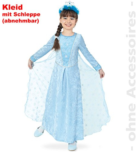 FRIES Kinder-Kostüm EISPRINZESSIN Kleid mit abnehmbarer Schleppe in Gr. 104-140 (140)