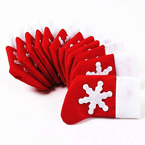 Topways® Packen 12 Weihnachten Tischdeko Abendessen Deko Socken, Weihnachten Tischdekoration Socken von Weihnachten Besteckhalter Taschen (12 Xmas Table Cutlery Holder Socks Pockets)