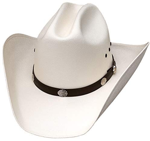 Western Express Classic Cattleman Strohhut Cowboyhut mit silbernen Conchos - Weiß - 7 3/8 (23 3/8 )