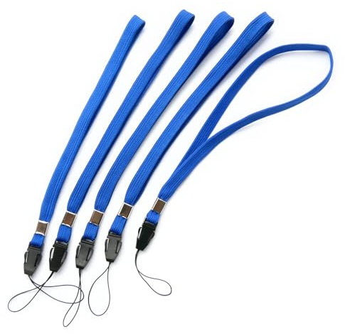 trage.band® Handgelenk-Trageband mit Klickverschluss (5 St blau) | Kurze Trageschlaufe zum Markieren und Tragen leichter Gegenstände. Mit einem abnehbaren Befestigungsteil (Klickverschluss)