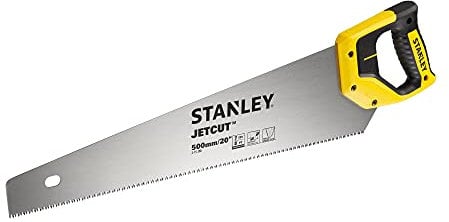 Stanley Jetcut Handsäge (grob, 500 mm Länge, Bi-Material Handgriff, Hardpointverzahnung, 7 Zähne/Inch, für schnelle Schnitte in Holz) 2-15-288