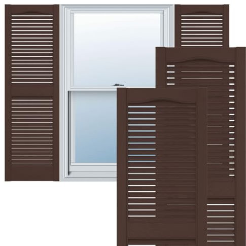 Lifetime Vinyl LL1S12X03600FB Standard Cathedral Top Center Mullion, volets en vinyle à persiennes ouvertes, avec verrous de volet d'installation et vis assorties (par paire), 30,5 x 91,4 cm (l x H),