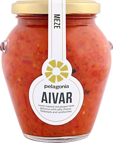 PELAGONIA - Aivar | Fruchtig würziger Dip aus gerösteter roter Paprika & Aubergine. Aivar ideal als Beilage zu Grill- und Reisgerichten sowie für Fleisch oder Brotaufstriche | Inhalt: 314g