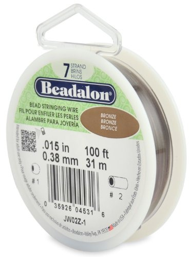 Beadalon Schmuckdraht/Basteldraht aus 7 Fasern, 0,38 mm Durchmesser, Rolle mit 31 m, Bronze