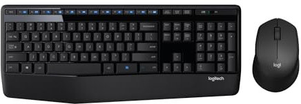 Logitech MK345 Wireless Combo Full-Sized Keyboard with Palm Rest and Comfortable Right-Handed Mouse, 2.4 GHz Wireless USB Receiver, Compatible with PC, Laptop,Black