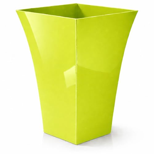 CrazyGadget® Large Milano Tall Planter Square Plastic Garden Flower Plant Pot Gloss Finish LIME GREEN
