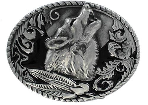 eeddoo® Gürtelschnalle - Heulender Wolf - Western - Biker Buckle (Buckle für Wechselgürtel für Damen und Herren | Belt Frauen Männer Oldschool Rockabilly Metall Biker Western Trucker Casino Skull)