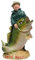 US Spardose Angler Petri Heil mit Steckern, Grün, Höhe ca. 18 cm, für Fischerei-Enthusiasten, Erwachsene mit Interesse an Art Deco, Männer