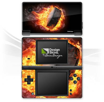 DeinDesign Skin kompatibel mit Nintendo DSi Folie Sticker Eishockey Feuer