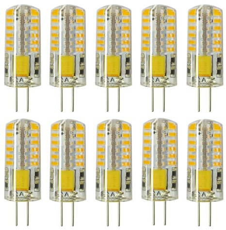 RAYHOO 10pcs G4 LED Bulbs JC Bi-Pin Base Light Bulbs 3W AC/DC 12V 20W-30W T3 Halogen Bulb Replacement Landscape Bulbs(Warm White 3000K)