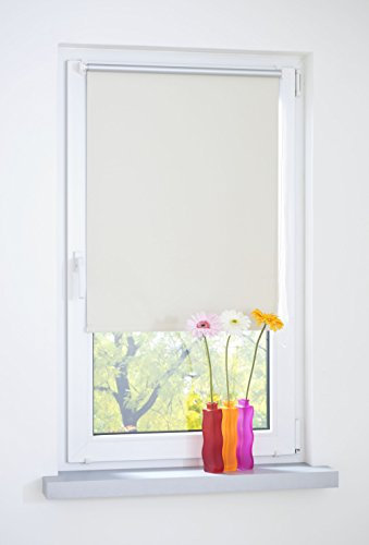 Liedeco® Rollo Klemmfix Thermobeschichtet - 75 x 150 cm Creme lichtundurchlässig verspannt Blickdicht verdunkelnd stufenlos verstellbar/kein Bohren, Klemmen/Klemmfix Rollo Sonnenschutz Sichtschutz