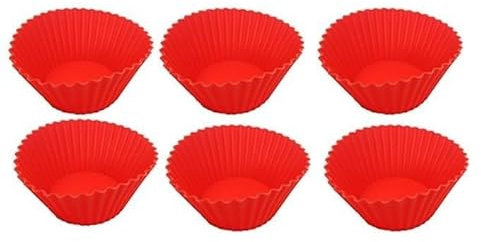 GMMH Cupcake Muffin Silikon Backform 6 Stück XXL (Rot) 14 cm Durchmesser oben, Silikonbackform Muffins und Minikuchen, Muffin Kuchen Muffinform Kuchenform
