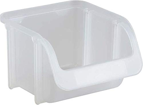 Sichtbox Größe 1 (115x102x74 mm) transparent – Stapelbox aus bruchsicherem Polypropylen, lebensmittelecht, BPA-frei, für Werkstatt, Lager & Haushalt