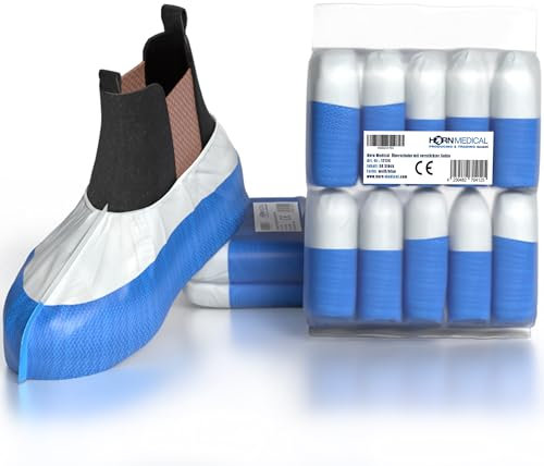 Horn Medical Einheits-Überschuhe - (50 Stück) universell, extra reißfest und flüssigkeitsabweisend mit rutschhemmender anti-slipping Sohle