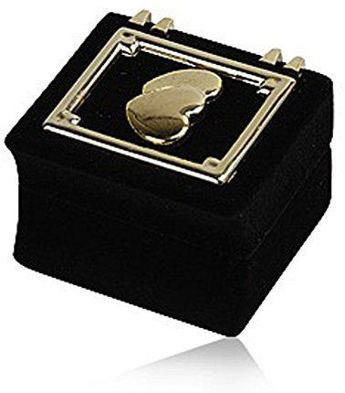 TEMPELWELT Schmuck Geschenkbox Ringbox Schmuckschachtel Herzen, Samt überzogen schwarz, Ringetui Schmucketui Schmuckschatulle