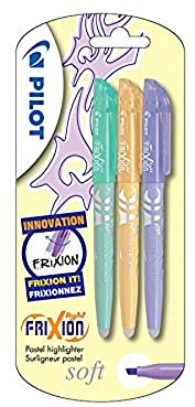Pilot Frixion Light Soft Erasable Highlighter - Pastel Green/Orange/Violet (Pack of 3)