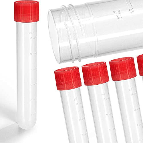 Tuuters 100x Zentrifugenröhrchen mit Schraubverschluss aus PP 100 x Ø 16mm 14ml (Rot)