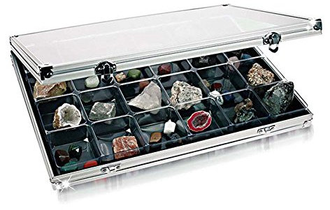 Lindner 4890-24 ALU Sammelvitrine mit 24 Fächern 68 x 58 mm
