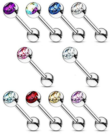 Lot 10 Piercings Langue UTOPIA Acier Chirurgical Inoxydable Anti Allergique Barbell LOVEPIERCING