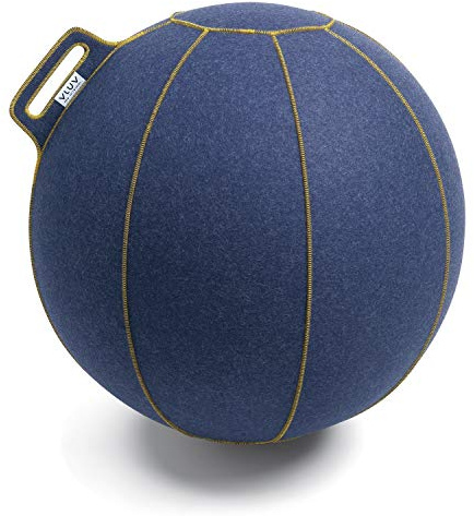 VLUV® BOL VELT Sitzball mit Wollfilz-Bezug (Blau/Gelb) Ø 60-65cm