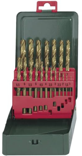 Metabo 627156000 HSS-TIN Twist Drills (19 pcs.), Green, Set of 19 Pieces