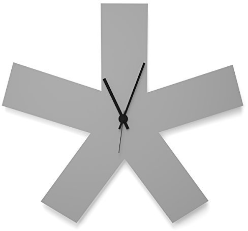 WANDKINGS Wanduhr Typo-Sternchen aus Acrylglas, in 11 Farben erhältlich (Farbe: Uhr = Grau glänzend; Zeiger = Schwarz)