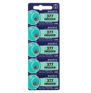 Electronic accessories-X FJY- Sony 377 SR626SW Uhrenbatterie Knopfzelle Silber Oxiden Box Einzelhandel Karte Blister (5 Stück)
