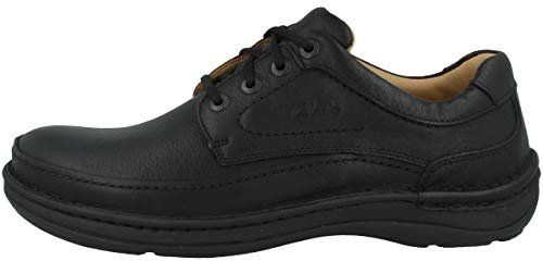 Clarks Herren Nature Three Derby, Schwarzes Leder, 44 EU