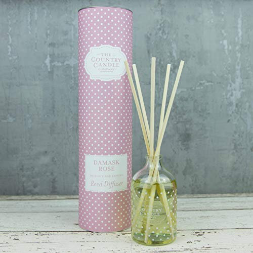 The Country Candle Company Damask Rose Diffuser, Pink, 6.5 x 6.5 x 26 cm