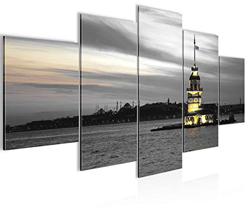 Runa Art - Bilder Istanbul Türkei 200 x 100 cm 5 Teilig XXL Wanddekoration Design Schwarz Weiss 604151c