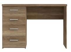 FORTE Net106 Schreibtisch mit 4 Schubladen, Holzwerkstoff, Antikeiche Dekor, B x H x T: 110 x 76,5 x 60 cm