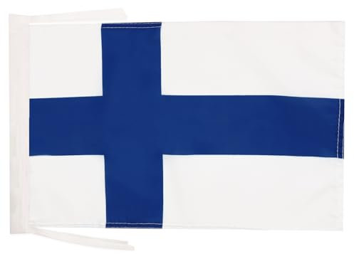BANDIERA FINLANDIA 45x30cm - BANDIERINA FINLANDESE 30 x 45 cm cordicelle - AZ FLAG