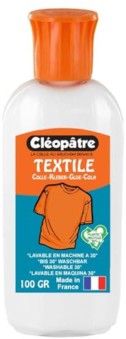 Cléopatre - Cléo'Textile - Cola Transparente, Potente y Polivalente para Textiles - Punta de Precisión - Fabricado en Francia - Frasco 100gr