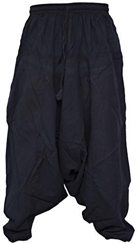 Pantalones estilo ninja, genio, Aladino, harén Little Kathmandu, pantalones de algodón ligero para hombres negro negro S