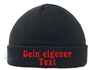 Smart Strickmütze WUNSCHTEXT (schwarz)