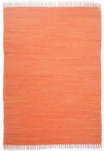 Theko Happy Cotton Teppich, 100% Baumwolle, Terrakotta, 90 cm x 160 cm