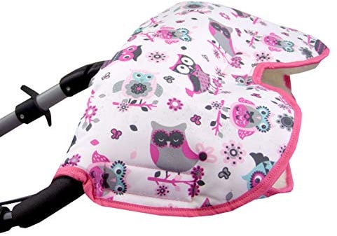 BAMBINIWELT universaler Muff Handwärmer Handschuhe für Kinderwagen Buggy Jogger mit Wolle EULEN (§1) XX