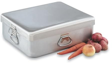 Vollrath 68390 Wear-Ever Roaster Pan with Cover, 42-Quart, Heavy-Duty Aluminum, Impact-Resistant, Even Heating, Loop Handles, Rounded Corners, Made in USA