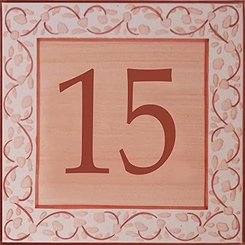 Azul'Decor35 Numero civico in Terracotta Dipinto a Mano, Scegli Il Tuo Numero!