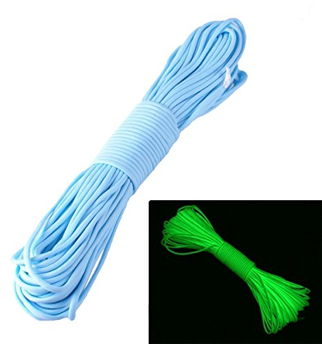 ZJchao (TM) - 9 cordes 550 lumineuses pour parachute - Luminescentes, bleu, 25FT