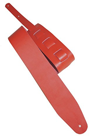 Leder Gitarrengurt 'Basic', in 10 Farben, 2 Längen und 3 Breiten, Echtleder, Farbe:rot, Größe:8cm breit / 90-130cm lang