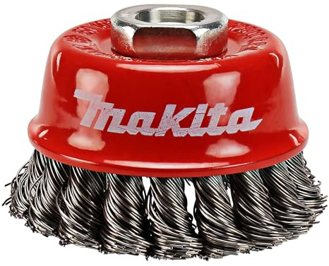 Makita P-04488 Topfbürste Ø 65 mm, gezopft, verzinkter Stahldraht, M14 Gewinde Aufnahme, Drahtbürste für 125 mm Winkelschleifer zum Entrosten, Entzundern, Aufrauen und Reinigen von Stahl