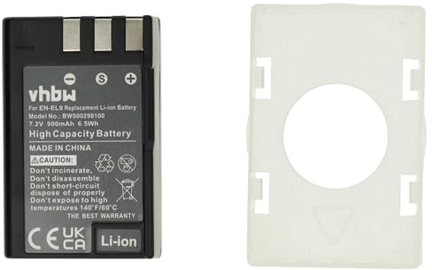 vhbw Akku kompatibel mit Nikon D3000, D40, D40x, D5000, D60 Kamera (900 mAh, 7,2 V, Li-Ion)
