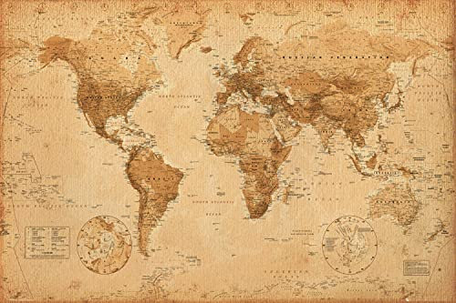 GB eye World Maps Antique Style 61 x 91.5cm Maxi Poster