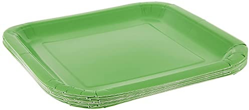 Solid Lime Green Square Paper Dinner Plates (22cm) 14 Count - Elegant, Disposable, Perfect for Parties & Events
