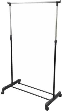 JVL Adjustable Garment Rack Clothing Rail with Wheels, 43 x 88 x 107-170 cm